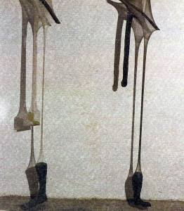 medias-calze insieme-  1999 - collant,vetro, sabbia, colla, argilla, impronta - m. variabili