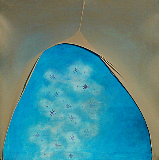 cielo calze - 2001 - olio su tela, collant - cm 90 x 90a